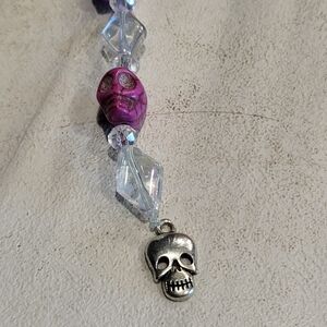 Purple and Silver Skull Beaded Sun Catcher!